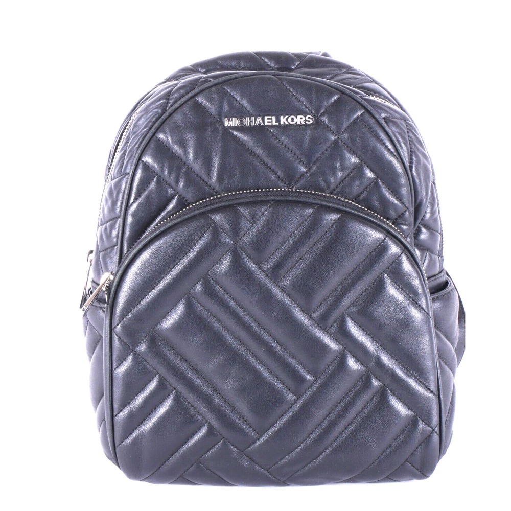 Michael Kors Abbey Medium Quilted Black Leather Backpack